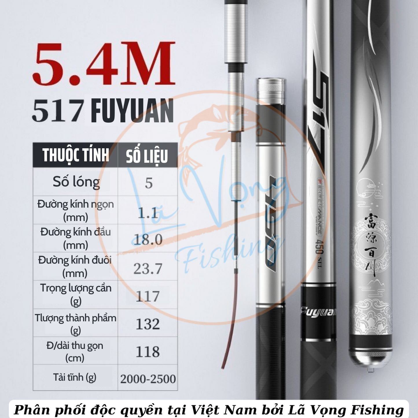 Cần Câu Fuyuan Tổng Hợp 517, Cần Câu Đơn Đài Hàng Chính Hãng