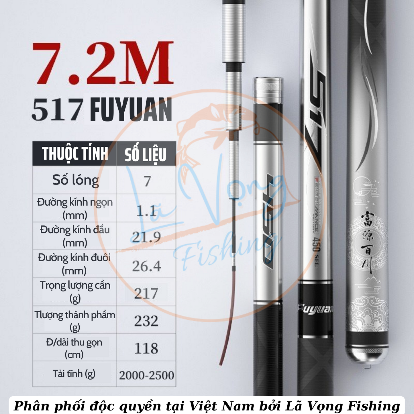 Cần Câu Fuyuan Tổng Hợp 517, Cần Câu Đơn Đài Hàng Chính Hãng