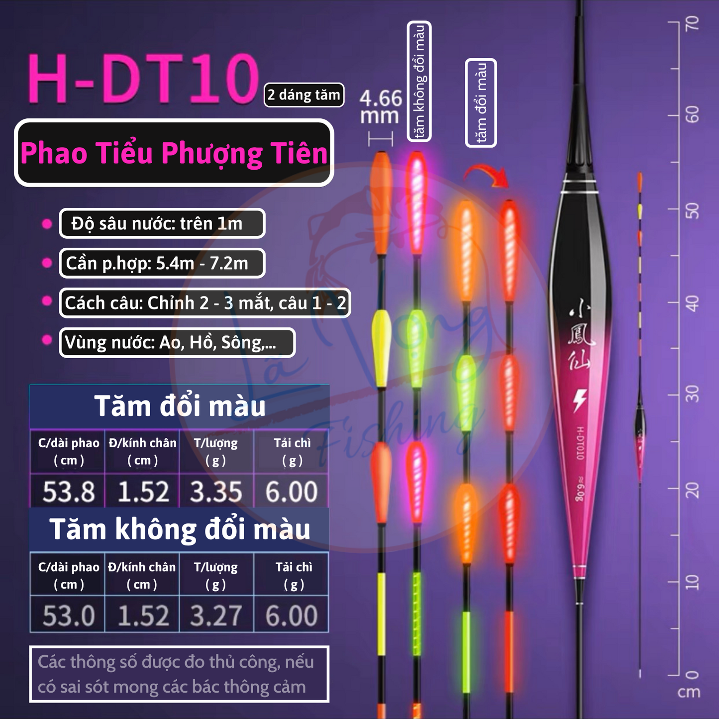 Phao đổi màu Ngày - Đêm Tiểu Phượng Tiên, Phao cao cấp chuyên đánh nước sâu