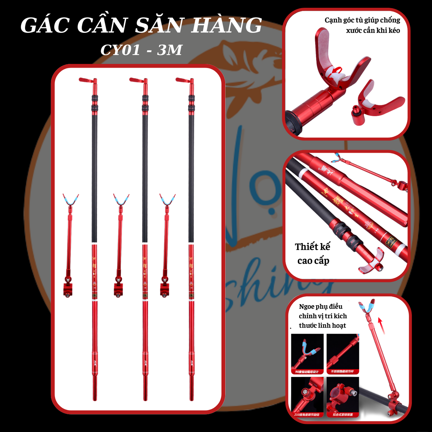 Gác Cần Săn Hàng CY Dài 2M4 - 3M hàng chính hãng