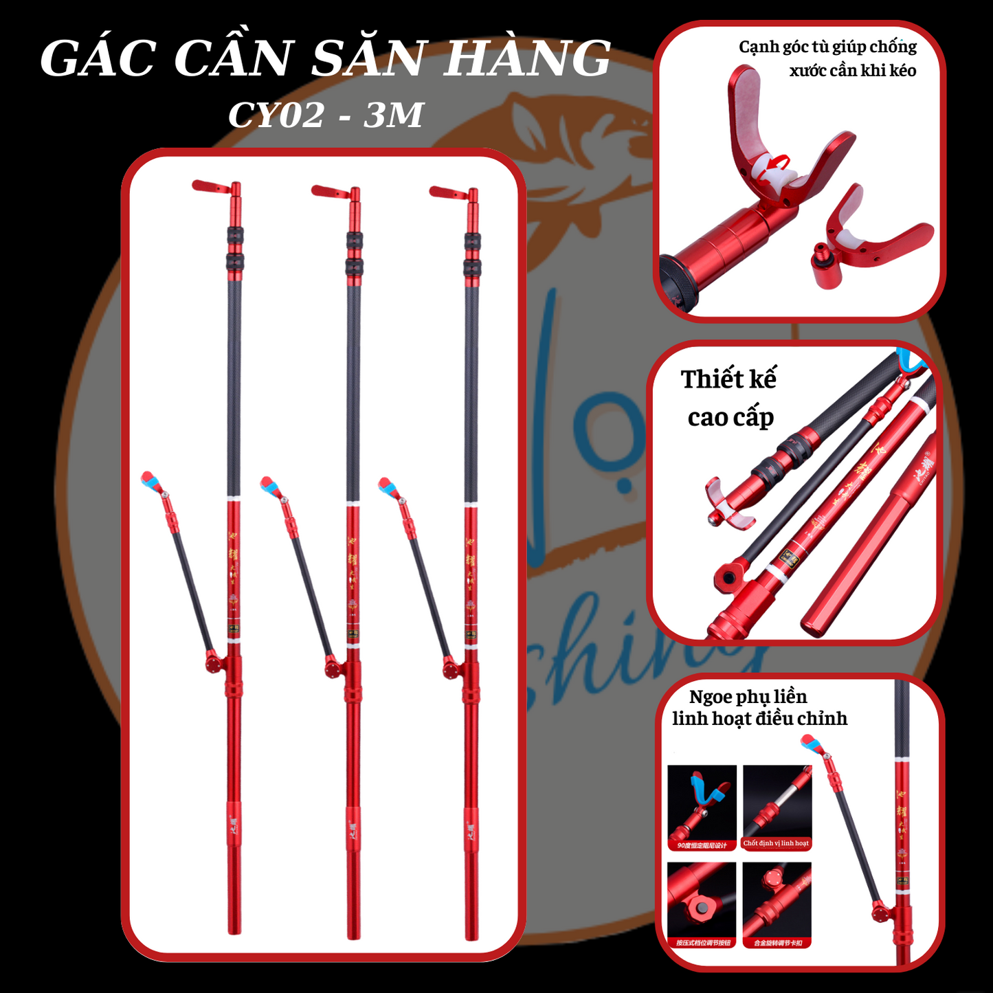 Gác Cần Săn Hàng CY Dài 2M4 - 3M hàng chính hãng