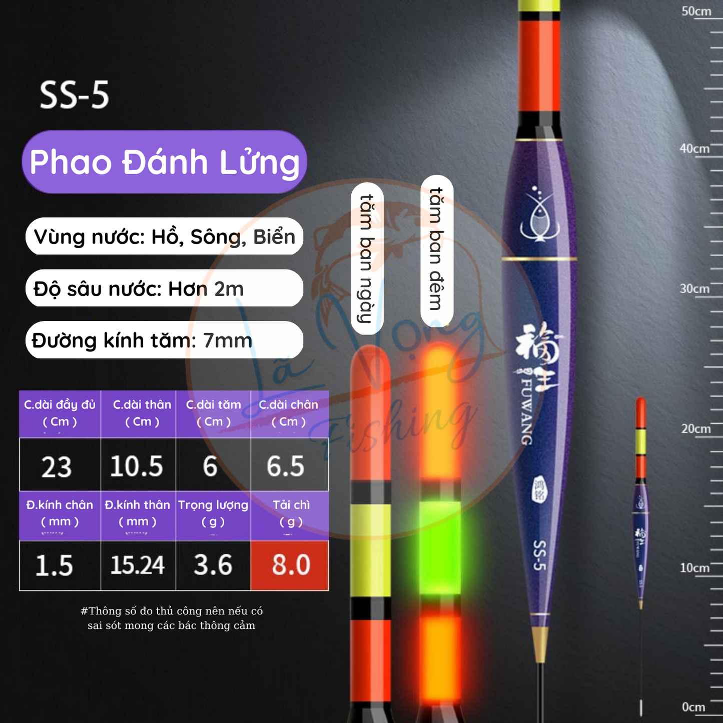 Phao câu lửng 5g - 8g mã SS chuyên đánh cá trắm đen,trắm cỏ... cá ăn lửng,cá mới thả