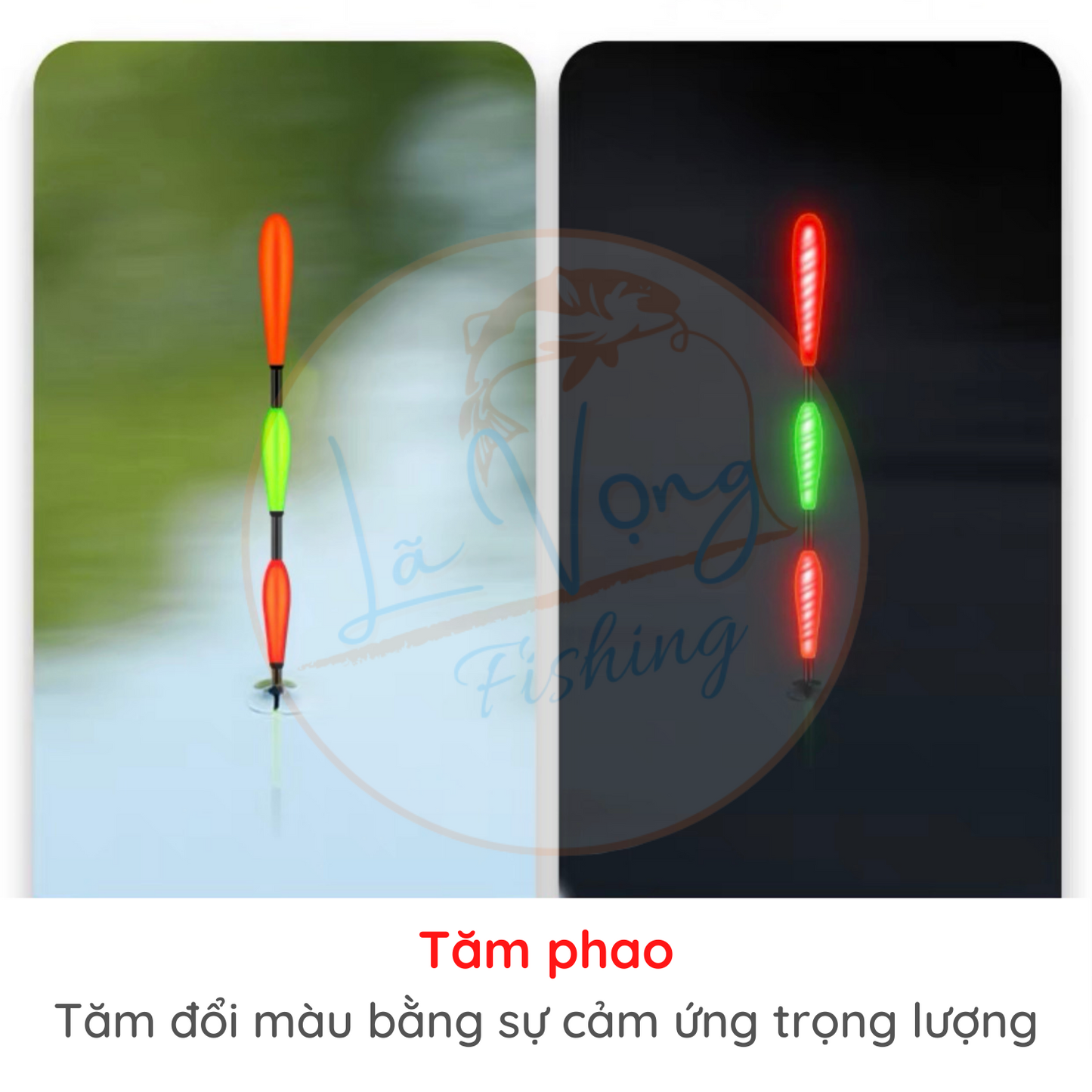 Phao Ngày - Đêm Tiểu Phượng Tiên mã HCT tăm giọt nước, đổi màu thông minh, phao câu đài cao cấp