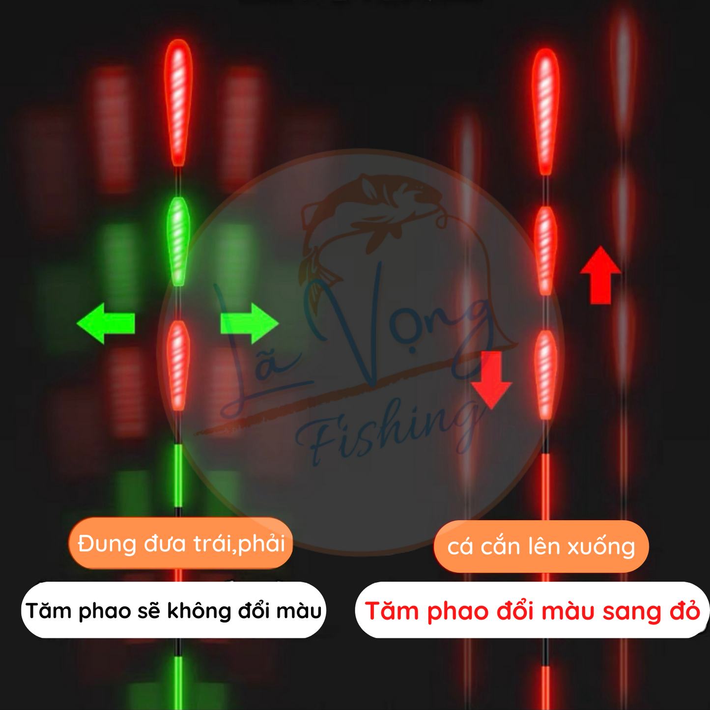 Phao Ngày - Đêm Tiểu Phượng Tiên mã HCT tăm giọt nước, đổi màu thông minh, phao câu đài cao cấp