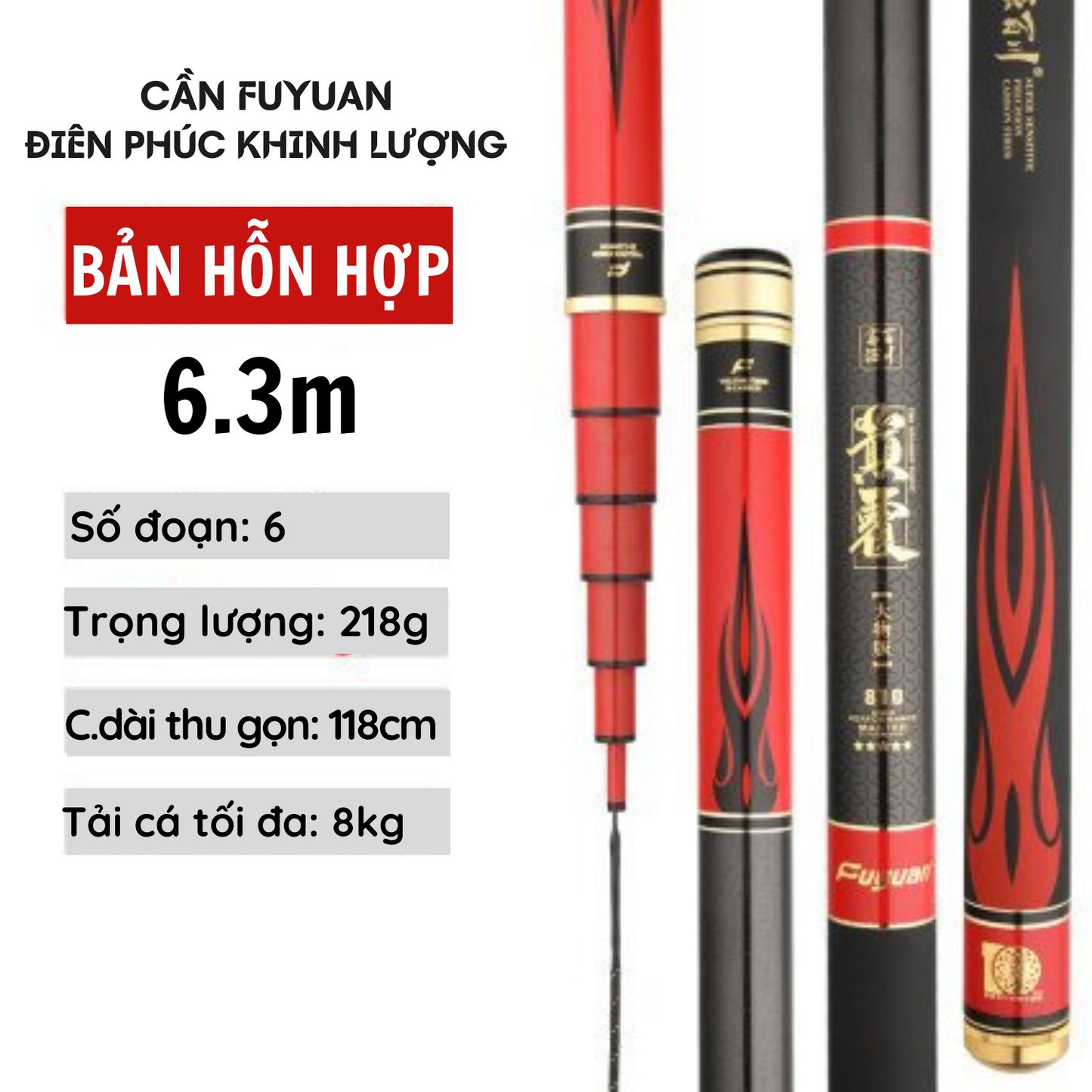 Cần câu FuYuan Điên Phúc Khinh Lượng 5H , Cần câu đài bản hỗn hợp hàng chính hãng