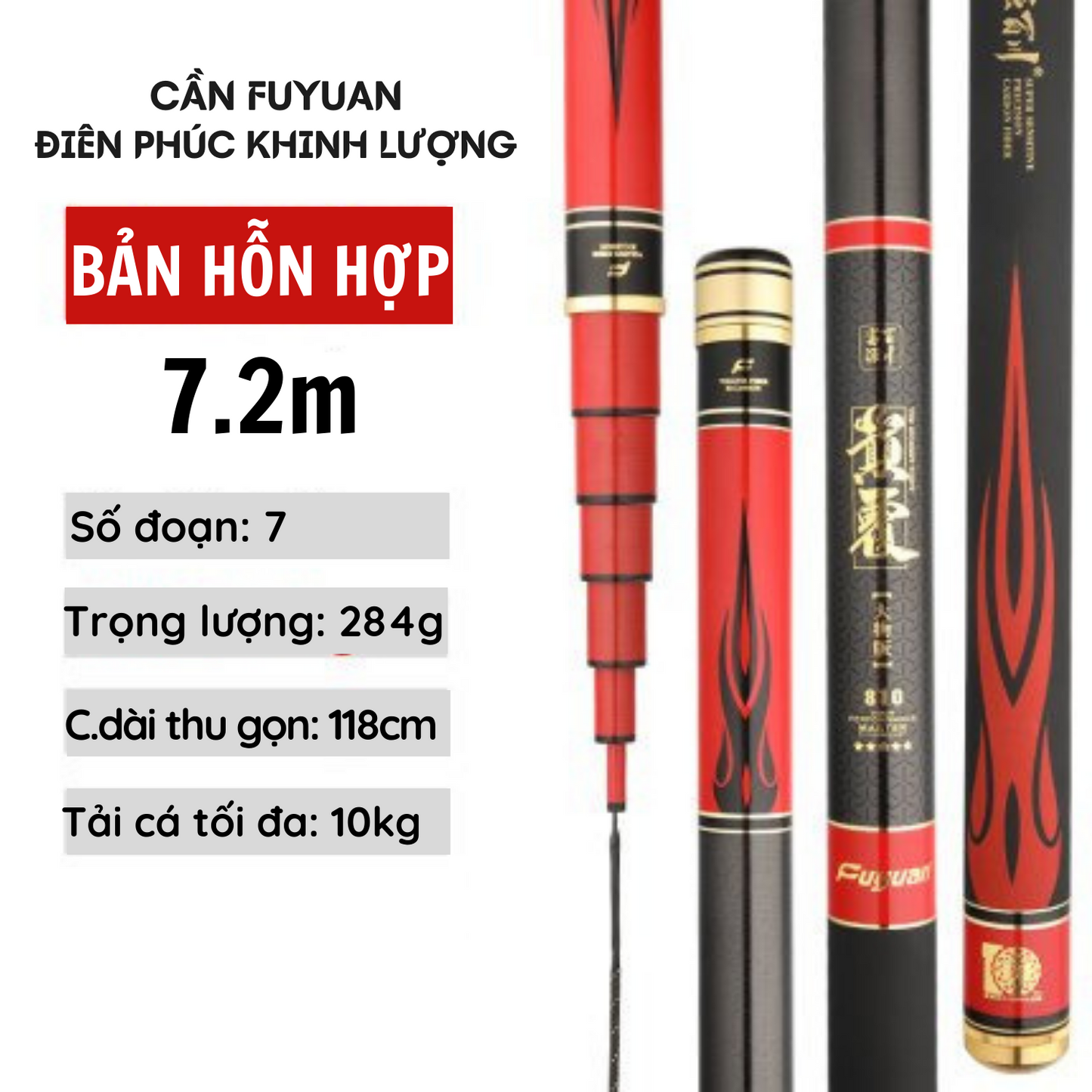 Cần câu FuYuan Điên Phúc Khinh Lượng 5H , Cần câu đài bản hỗn hợp hàng chính hãng