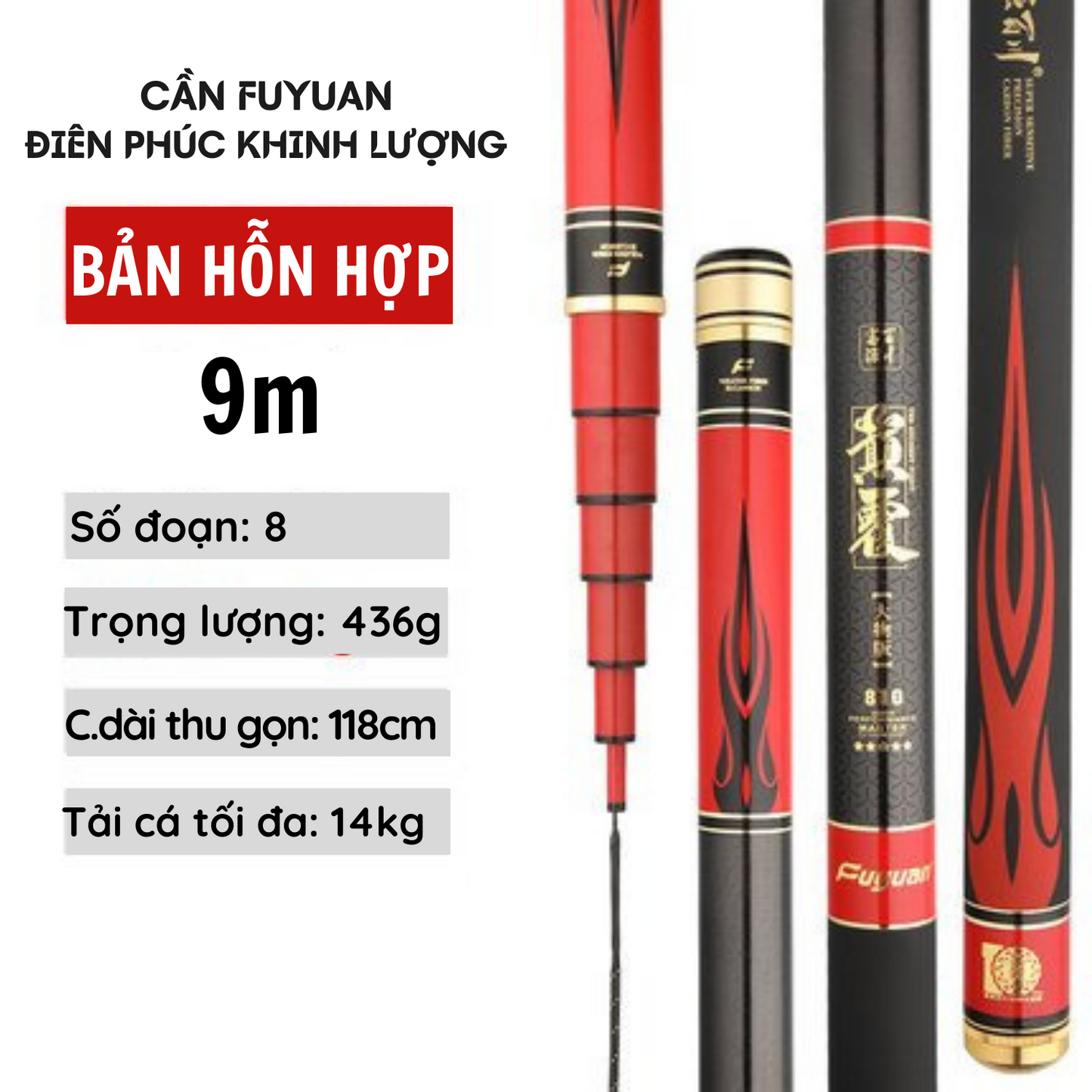 Cần câu FuYuan Điên Phúc Khinh Lượng 5H , Cần câu đài bản hỗn hợp hàng chính hãng