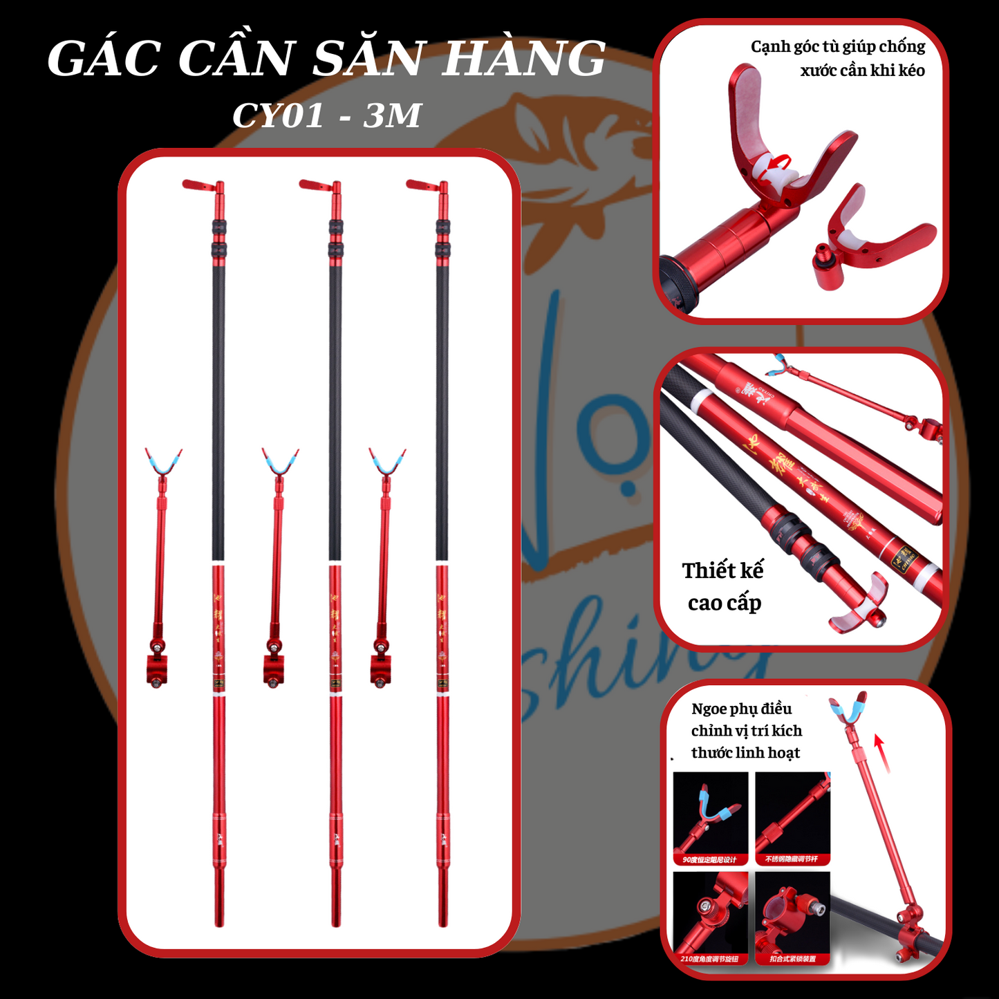 Gác Cần Săn Hàng CY Dài 2M4 - 3M hàng chính hãng