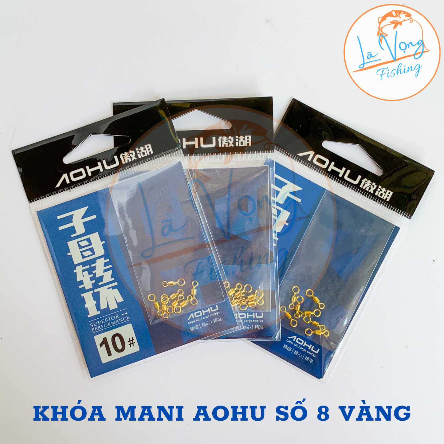 [ Vỉ ] Khóa Mani Số 8 Câu Đài AOHU - Vàng 7 chiếc