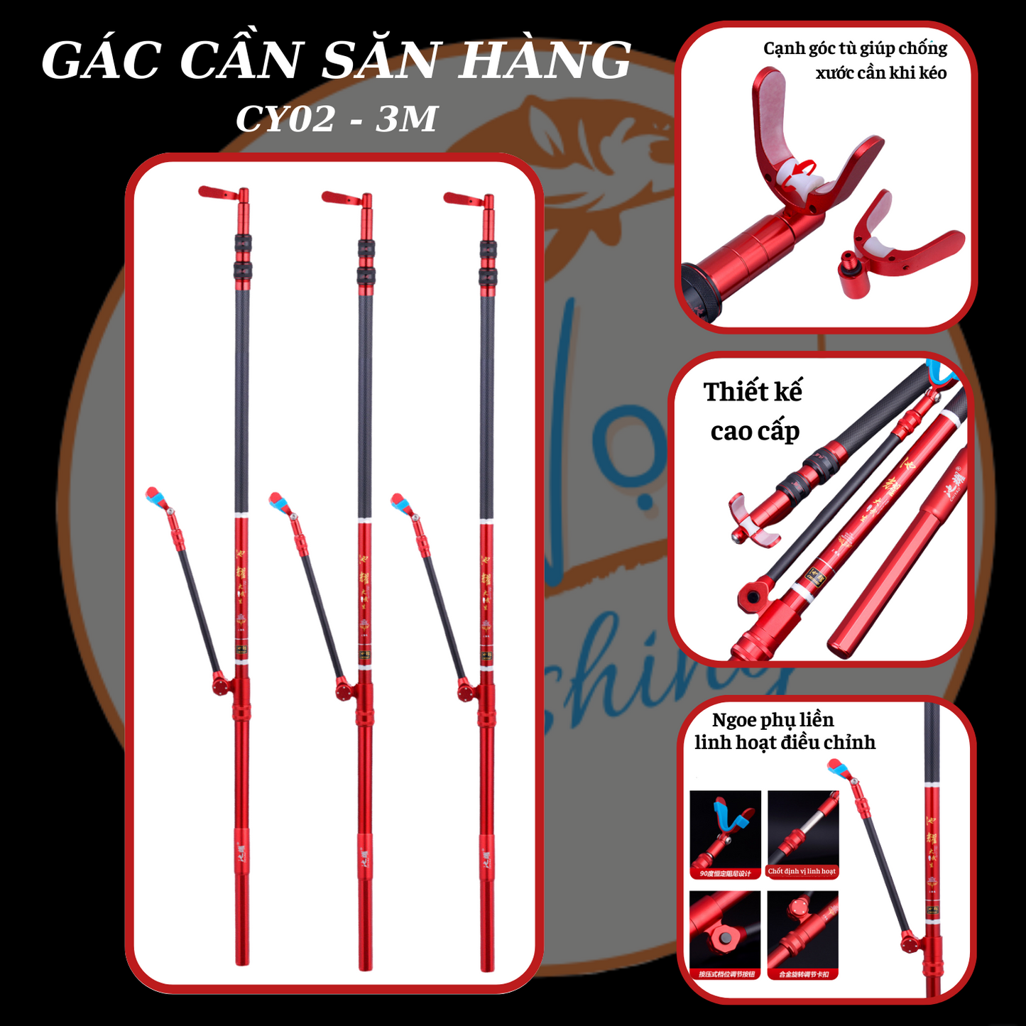 Gác Cần Săn Hàng CY Dài 2M4 - 3M hàng chính hãng