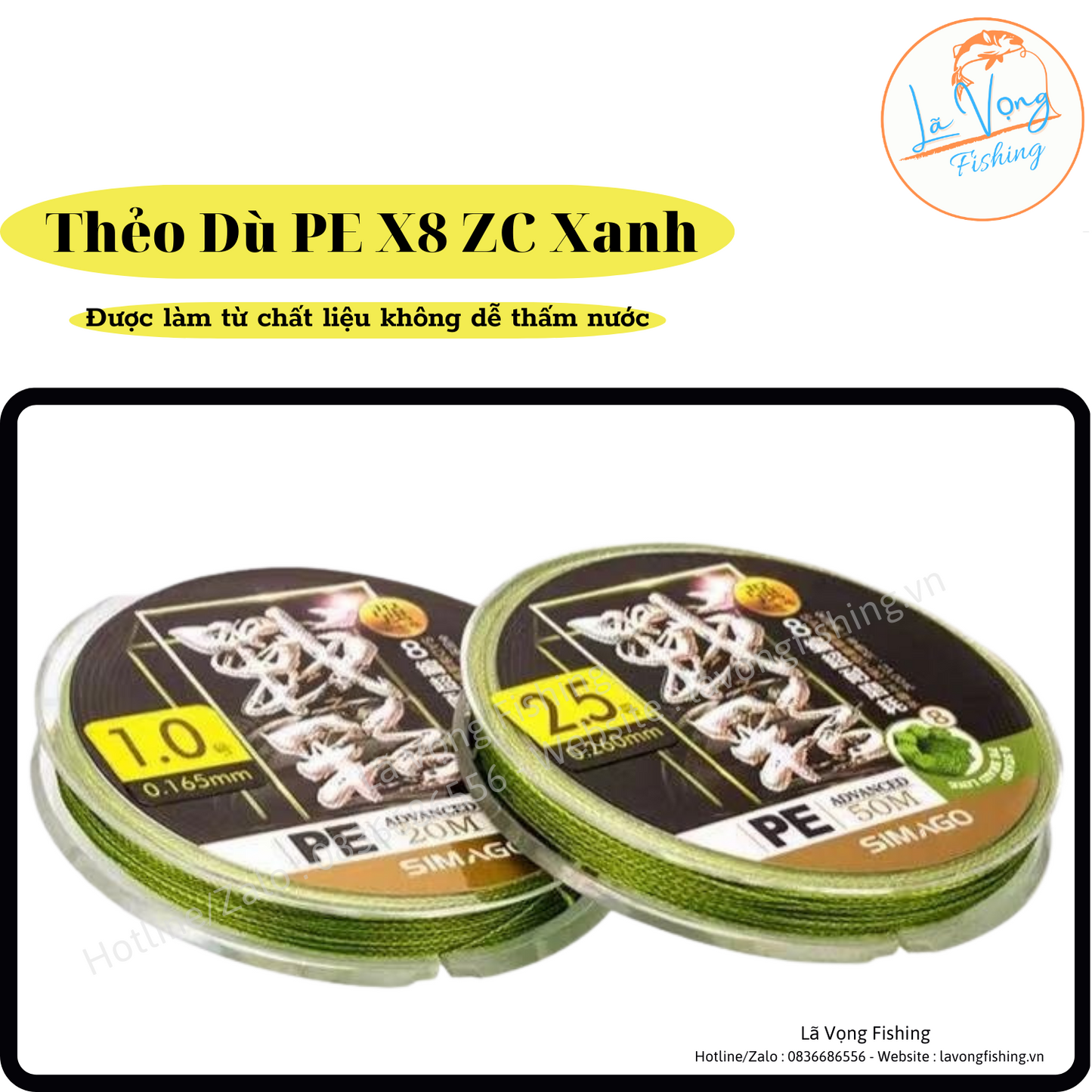 Thẻo PE x8 ZC SIMAGO 20m, Thẻo dù câu đài chính hãng