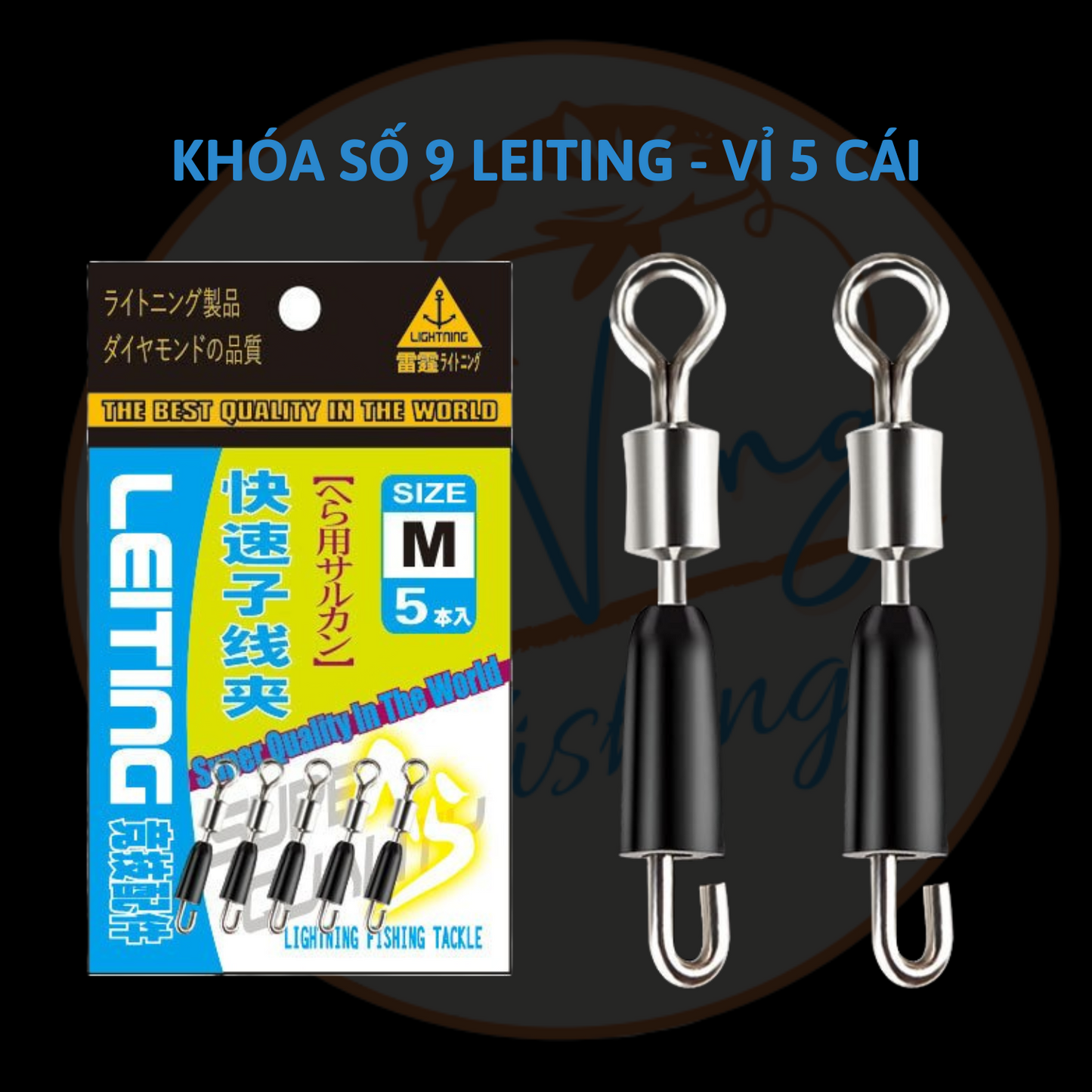 [ vỉ 4 cái ] Khóa mani số 9 Leiting, Khóa Câu Cá Chống Xoắn, Khóa Link Số 9, Phụ Kiện Câu Đài Cao Cấp