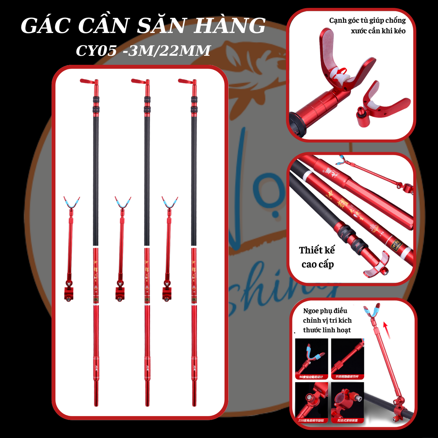 Gác Cần Săn Hàng CY Dài 2M4 - 3M hàng chính hãng