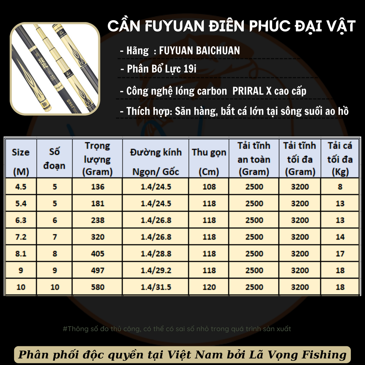 Cần câu FuYuan Điên Phúc Đại Vật 6H, Cần câu đài chuyên săn hàng chính hãng